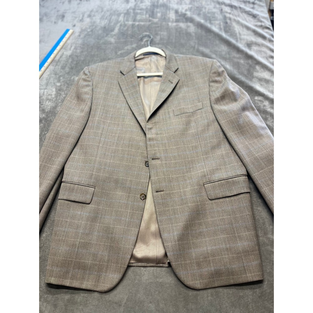 Burberry London Wool Plaid Sport Coat Blazer Men's 46 REG Brown Blue